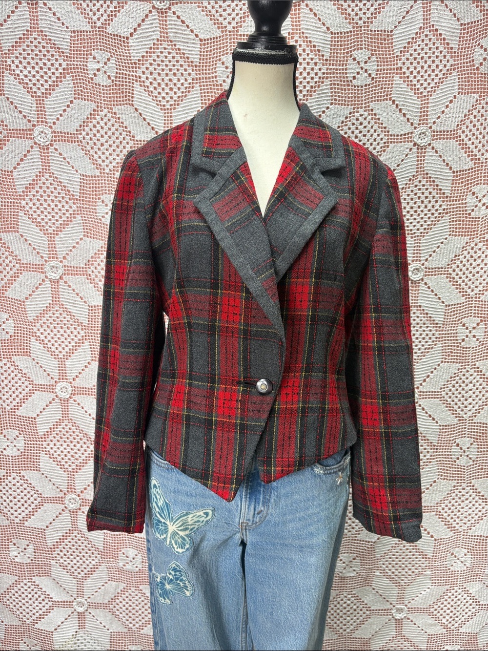 Petite Sophisticate Plaid Blazer – Size 10P